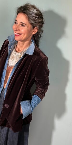 BLAZER IN VELLUTO DEEP BROWN